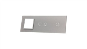 Livolo Srebrny Panel Szklany 1+2+ Miejsce Na Gniazdo 7012G-64