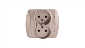 Simon Akord Gniazdo Podwójne Z/U 16A Ip20 Satyna Metalizowana Agz2/29