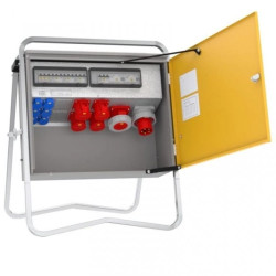 Rozdzielnica budowlana elBOX-M W63-014006 IP44 wtyk CEE 63A-5P gn: 6xGK 230V 16A 4xCEE 32A 1xCEE 63A 2xRCCB 774C9010