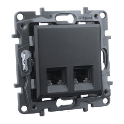 Gniazdo komputerowe podwójne RJ45 czarne Niloe Step 863560