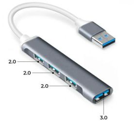 HUB USB 4XUSB 2.0/3.0 SILVER