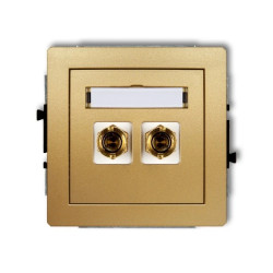 DECO Gniazdo głośnikowe pojedyncze (typu banan - czerwony i czarny, pozłacany, 4 mm2, do lutowania) złoty 29DGG-3