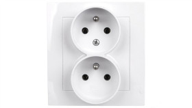 As Gniazdo Podwójne Z/U Z Niezamiennością Faz Białe Gp-2Gc/00