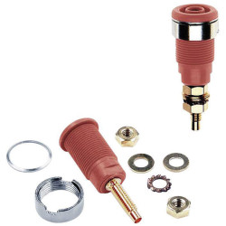 St&#xE4;ubli 233020-22 SLB4-G safety jack socket red 4mm brass insulated