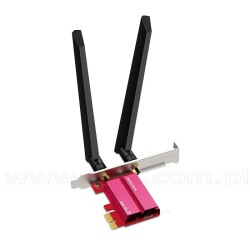 Trzypasmowa bezprzewodowa karta sieciowa PCI-Express BE9300, standard BE, 9300Mbps, Wi-Fi 7, Bluetooth 5.4 (TP-Link Mercusys MA4