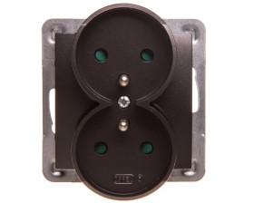 IMPRESJA Gniazdo podwójne z/u z przesłonami antracyt GP-2YRZP/m/50