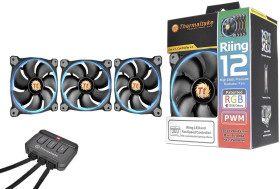 Thermaltake 3x Riing 12 LED RGB Wentylator do obudowy PC czarny (S x W x G) 120 x 120 x 25 mm z podświetleniem LED