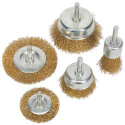 Sealey BWBS05 Wire Brush Set 5pc Brassed