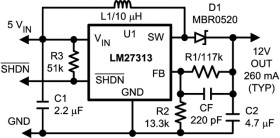 1.6 MHz boost converter with 30V Internal FET switch in SOT-23