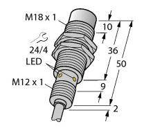 Turck Czujnik indukcyjny nie podtynkowy NPN, zamknięty NI15U-EM18WD-AN6X
