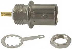 Złącze koncentryczne Montaż na panelu Żeński 50Ω typ złącza Złącze BNC Lutowane typ kabla Koncentryczny