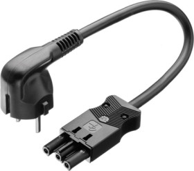 Power supply line, Europe, plug, angled on socket, 3 pole, straight, H05VV-F3G1.5 mm², black, 2 m, 18157