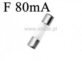 80mA bezpiecznik szklany szybki; 5x20mm
