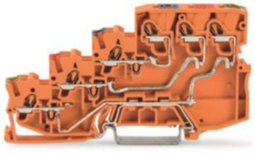 4-wire initiator supply terminal, push-in connection, 0.14-1.5 mm², 3 pole, 28 A, orange, 2000-5457
