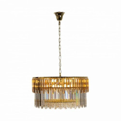 Lampa wisząca CAMILLE kolor złoty/przezroczysty bursztynowy metal/szkło, 16xE14 IP20 19101/16 Zuma Line