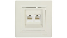Gniazdo Komputerowe Asfora Podwójne 2Xrj45 Kat.5E Kremowe Z Ramką Eph4400123