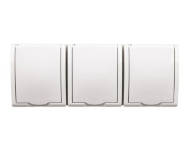 Simon Aquarius Gniazdo hermetyczne potrójne z/u IP54 z przesłona torów i klapką transparentną AQGZ1-3Z/11