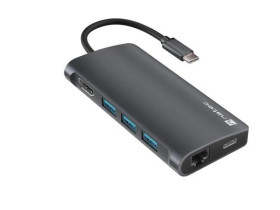 Adapter multiport Fowler 2 V2 USB-C-HUB USB 3.0 3X, HDMI 4K, USB-C, RJ45, SD, MICRO SD NMP-2162