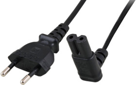 Device connection cable, Europe, plug type C, straight on C7 socket, angled, H03VVH2-F2x0.75 mm², black, 2 m, EK546.2