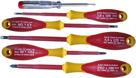 KK23GNPH Zestaw wkrętaków izolowanych 1000V 5 szt. + próbnik napięcia Narzędzia dla elektryka Zestaw śrubokrętów izolowanych