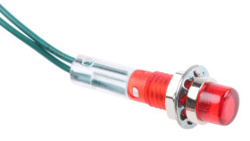 Lampka kontrolna do montażu panelowego 28V, czerwona 6.4mm Chrom Wyprowadzenia CAMDENBOSS