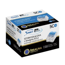 IDEALNA Szybkozłączka z dźwignią 2x 0,2-4mm2 uniwersalna bezhalogenowa (na drut / na linkę) 450V/32A SIMET 40szt.