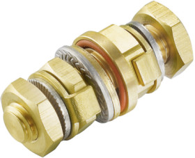 Earthing bolt, M6, straight, brass, (W x H x D) 12.3 x 12.3 x 42 mm, 1277250000