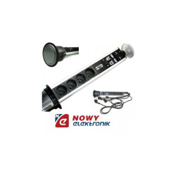 Gniazdo chowane wpuszczane 4gn. w blat HDMI USB RJ45x2 Power Port