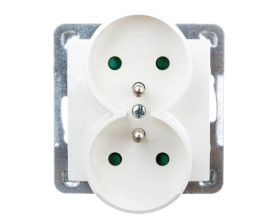 IMPRESJA Gniazdo podwójne z/u z przesłonami ecru GP-2YRZP/m/27