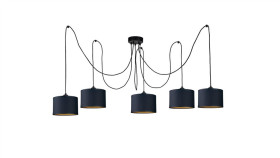 Lampa Wisząca Nowoczesna Abażur 5Xe27 Flow Black Long