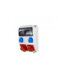 Rozdzielnica siłowa n/t 1x16A 5P 1x32A 5P 2x230V 9-mod. plus łącznik krzywkowy 30x215x155 mm NBOX-9M.1