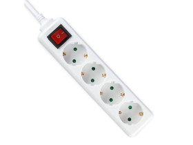 VT-1114-5 Przedłużacz mieszkaniowy z wyłącznikiem 4 gniazda 3x1.5 G. X 5M biały 8765 V-TAC