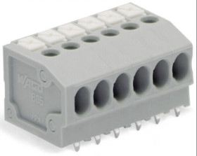 PCB terminal, 16 pole, pitch 3.5 mm, AWG 24-16, 17.5 A, push-in cage clamp, gray, 805-166