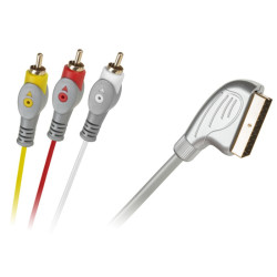 Kabel SCART-3xRCA 1,5m łezka blister