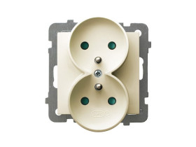 AS Gniazdo podwójne z uziemieniem do ramki z przesłonami ecru GP-2GRZP/m/27 OSPEL