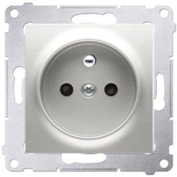 Gniazdo zasilające pojedyncze SIMON 54 srebrne matowe [2P+Z] 16A z przesłonami Kontakt Simon DGZ1Z.01/43