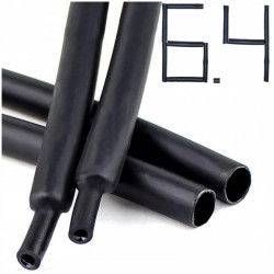 1M RURKA KOSZULKA TERMOKURCZLIWA z KLEJEM GRUBA CZARNA 6mm 6.4/2.2 mm