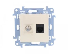 Simon 10 Gniazdo antenowe + komputerowe typu F + RJ45 kat.5e krem CASFRJ455.01/41