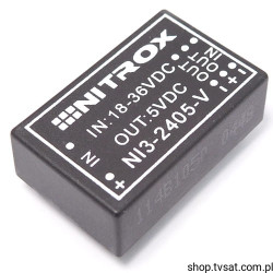 NI3-2405-V DC-DC In 18-36V Out +5V 3W THT NITROX