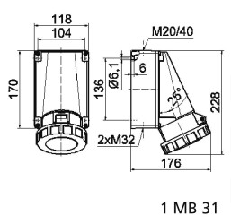 Gniazdo naścienne CEE Bals Elektrotechnik 11052 63.0 A 400 V
