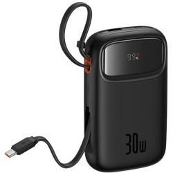Powerbank Baseus QPow 2 10000mAh 30W z 2 wbudowanymi kablami USB-C - czarny