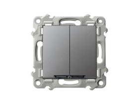 SZAFIR Wyłącznik schodowy + jednobiegunowy z podświetleniem niebieskim szary mat ŁP-9ZS/m/70 OSPEL