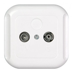 TOPAZ Gniazdo antenowe RTV przelotowe 9db białe GAP-T/P