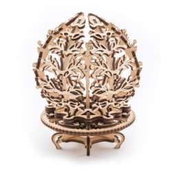 Mechaniczna szkatułka - kwiat - model mechaniczny do składania - fornir - 101 elementów - Ugearsmodels 70019