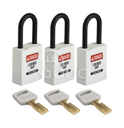Kłódka LOTO SafeKey nylonowa, szekla 38 mm, biała (3 szt.), 150267