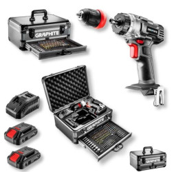 Wiertarko wkrętarka Energy+ w walizce aluminiowej 2x18V 2Ah 10mm + 109 akcesoriów 58G022-PS15