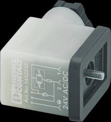1452233 Valve connector, three-pin, head thread type BI, 24 V