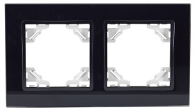 Quadra Ramka Podwójna Szklana Czarna Włącznik