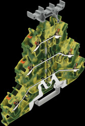 2202-3237 Three-tier through-type terminal block, Ø 0.25 - 2.5 mm, PE