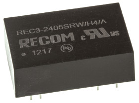 Przetwornica DC-DC, 3W, Uwe 18 → 36 V DC, Uwy 5V dc, Iwy 600mA, Recom Tak